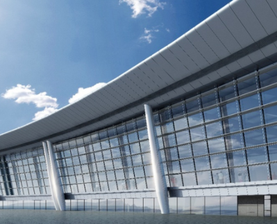 成都天府国际机场用剪叉式高空作业平台清洗幕墙
