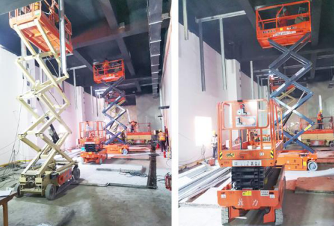 阿里巴巴云数据中心建设项目使用剪叉式升降机进行高空作业